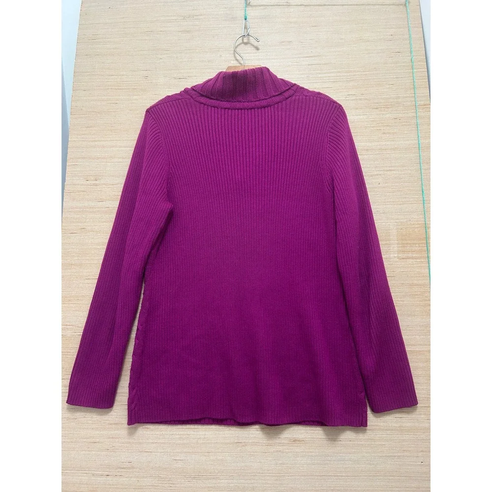 Coldwater Creek Magenta Purple Cable Knit Shawl Collar Sweater Womens Large‎